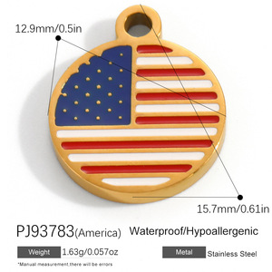 Breloques et accessoires <span class=keywords><strong>de</strong></span> bijoux Manna en acier inoxydable plaqué or 18 carats, émaillées, étanches et inaltérables, à thème drapeau national - Product Image 2