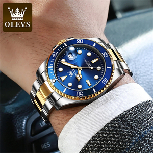 Reloj de Cuarzo para Hombre OLEVS 5885 con Esfera Azul Dorada, Resistente al Agua, con Calendario Completo, de Acero Inoxidable, Moderno - Product Image 5