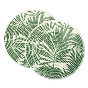 Manteles individuales redondos de estilo nórdico, manteles de mesa resistentes al calor de algodón Pp para uso doméstico, lavables, con diseño de flores - Product Image 1