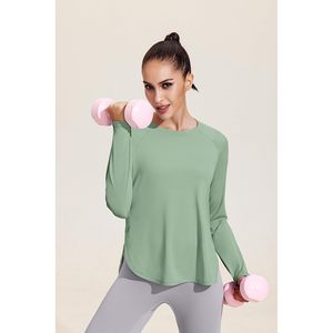 Camisetas Deportivas para Mujer, Corte Holgado, para Correr, Gimnasio, Transpirables, Manga Raglán, Color Verde Salvia, Talla S - Product Image 2