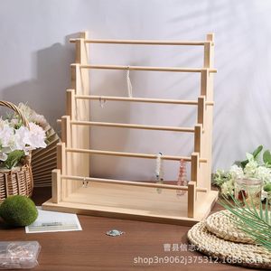 Expositor de joyería de madera maciza, organizador de escritorio de 5 capas para pulseras, collares, llaveros y brazaletes - Product Image 1