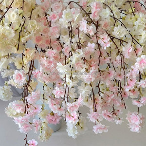 Branche de cerisier artificielle suspendue, <span class=keywords><strong>fleurs</strong></span> longues, décoration de fête de mariage, <span class=keywords><strong>fleurs</strong></span> de pêche <span class=keywords><strong>artificielles</strong></span> en soie romantiques - Product Image 2