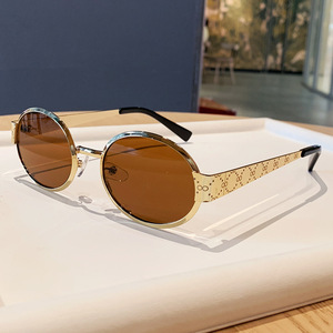 Retro <b>Round</b> <b>Sunglasses</b> Gold <b>Frame</b> UV400 Women's Fashion Sunshades Type 3 PC Lens Black <b>Frame</b> - Product Image 3