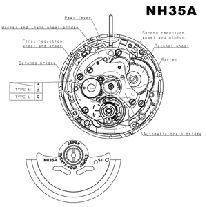 <span class=keywords><strong>Mouvement</strong></span> automatique japonais d'origine NH35, 24 rubis, avec fenêtre de date noire, mécanique à remontage automatique, calibre NH35A. - Product Image 5