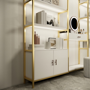 Présentoirs cosmétiques professionnels étagère de rangement en bois vitrine murale étagères de décoration intérieure personnalisées support en aluminium - Product Image 4