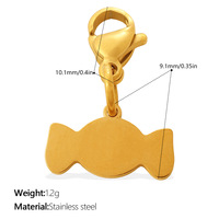 Nouveau Pendentif DIY Personnalisé en Acier Inoxydable avec Fermoir Mousqueton, Plaqué Or 18K PVD, Motif Bonbon Sucré et Crème Glacée, pour la Fabrication de Bijoux