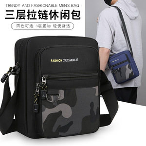 Fashion X Men's Crossbody <b>Bag</b> <b>Large</b> Capacity Nylon Camouflage Pattern Durable Shoulder <b>Bag</b> For Everyday Outfits - Product Image 2