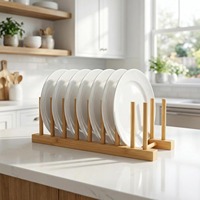 Égouttoir à vaisselle vertical en bambou pour placard, support de rangement pour assiettes