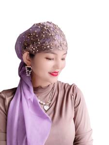 Gorro de quimioterapia de acrílico para mujer YASEEN, turbante musulmán tejido, pañuelo para la cabeza, para Ramadán, anticaída del cabello, islámico, transpirable - Product Image 4