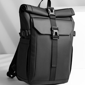 Custom Recycled Pet Waterproof Travel <b>Laptop</b> <b>Backpack</b> Usb Port Anti-theft <b>Roll</b> <b>Top</b> Rucksack Geometric Poly - Product Image 2