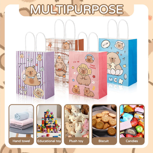 Sacs en papier kraft brun biodégradables imprimés flexo en gros avec poignée pour restaurants et plats à emporter - Product Image 3