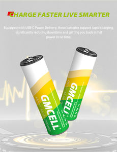Nouvelles tendances, piles au lithium-ion AA rechargeables par micro USB, type C, 1,5 V, 2500 mWh, 1650 mAh, double A, lithium-ion - Product Image 1