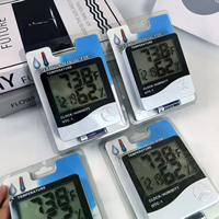 Thermomètre hygromètre numérique miniature en plastique avec logo personnalisé, horloge, affichage LCD de la température et de l'humidité, alarme, alimenté par piles, HTC-1, cadeau