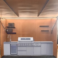Mobilier d'extérieur moderne pour piscine avec armoire de cuisine en acier inoxydable pour barbecue à gaz avec abri