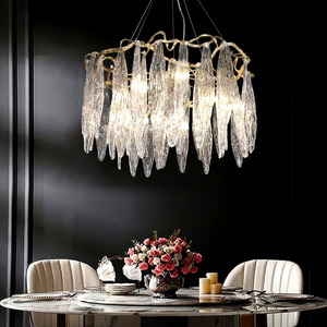 Postmodern All-Copper <b>Branch</b> Chandelier LED <b>Light</b> Fiberglass Crystal French Style Luxury for Living Room Dining Room Villa - Product Image 1