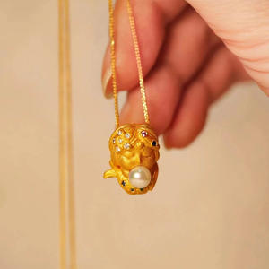 Colgante de Plata S925 con Linda Sirena y Cuentas Redondas de 5-6mm, Accesorios de Perlas para DIY, Colgantes de Dijes 30926 para Collar - Product Image 2