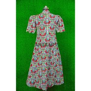 Maxi vestido Vintage Floral para mujer bloque de mano estampado algodón manga larga elegante Midi longitud elegante estilo coreano logotipo en la espalda - Product Image 6