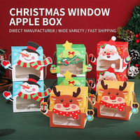 Boîte d'emballage de Noël personnalisée pour pommes, boîte d'emballage de Noël 3D Père Noël et rennes, boîte avec poignée en corde pour cadeaux de fêtes