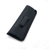 Pochette de lunettes en PU noir portable Étui à lunettes simple avec sac à lunettes à pince