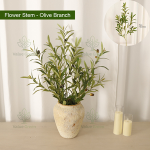 Vente en gros de branches de feuilles d'<span class=keywords><strong>olivier</strong></span> artificielles réalistes avec fruits, tiges d'<span class=keywords><strong>olivier</strong></span> en soie pour la décoration de vases à la maison - Product Image 2