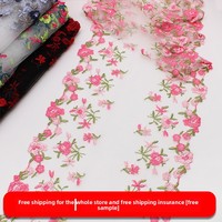 ERKOUMI 18.8cm Bordir Bunga Poliester Tulle Lace Trim Multi Warna Renda Jala Bunga Kecil untuk Gaun Prom Dekorasi Buket