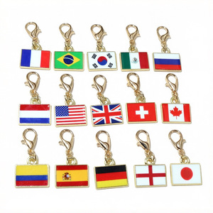 Porte-clés en métal émaillé avec drapeau national, breloques DIY pour bracelet, breloques pour la fabrication de bijoux, pendentif porte-clés drapeau de pays - Product Image 4