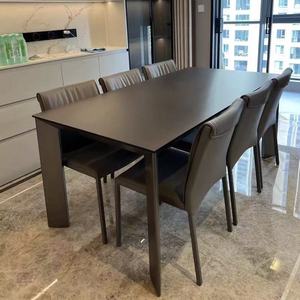 Sang trọng Victorian cổ điển đơn giản bàn ăn Đặt đá cẩm thạch màu đen với thép không gỉ 6 ghế <span class=keywords><strong>8</strong></span> chỗ ngồi nhà hàng bàn ăn - Product Image 1