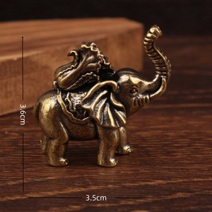 Paire de figurines d'éléphant en laiton pour la richesse et la fortune, décoration de bureau à domicile - Product Image 3