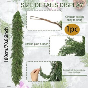 Guirlande de Noël artificielle en pin 1,8 m, verte, en PVC, simulation décorative pour la décoration de la maison pendant les fêtes - Product Image 3