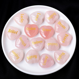 7 corazones de cuarzo rosa Charka dorados con letras de cristal tallas rosas de tamaño pequeño recuerdos de boda para invitados - Product Image 4
