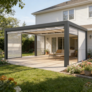 Auvent extérieur, auvent recouvert, pergola rétractable, gazebo en <span class=keywords><strong>aluminium</strong></span> imperméable - Product Image 1