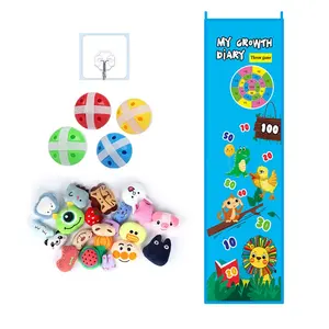 Samtoy Cartoon Zoo Sticky Balls Growth Chart Ruler Height Ruler Kids Height Measurement for Children with 10 Dolls