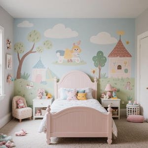 Fresque Murale Personnalisée pour Chambre d'Enfant, Papier Peint Dessin Animé Écologique Imprimé aux UV, Sticker Mural de Tête de Lit - Product Image 2