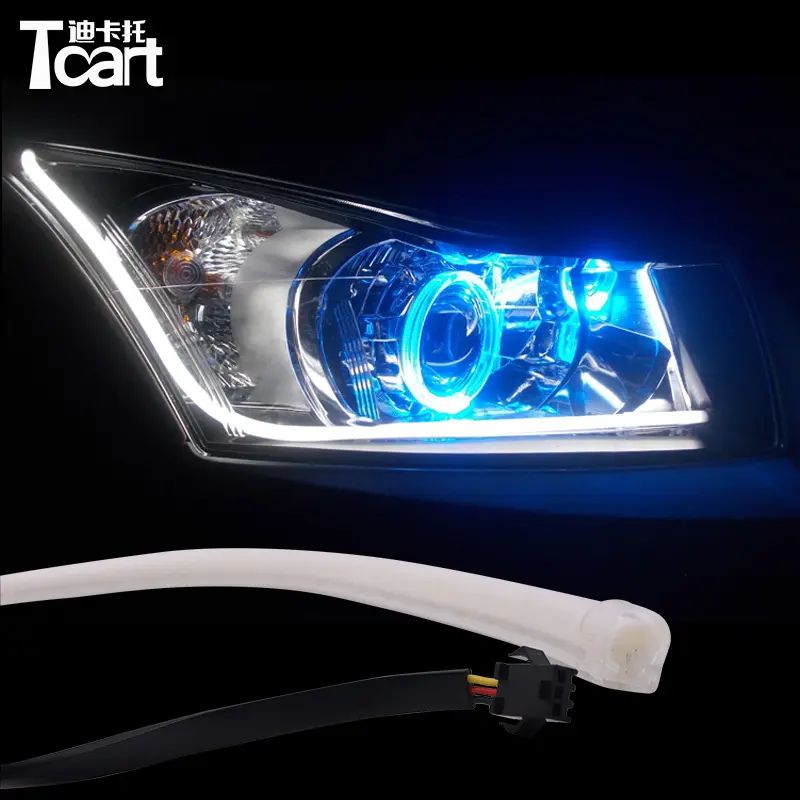 Tcart 85cm Yellow + White Auto Strip Eyebrow Car Headlight Lamp Kit 335 Chip DRL LED Daytime Running Light