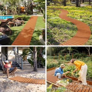 Allée de jardin en bois enroulable, passerelle extérieure résistante aux intempéries pour terrasse, cour et décoration paysagère - Product Image 1
