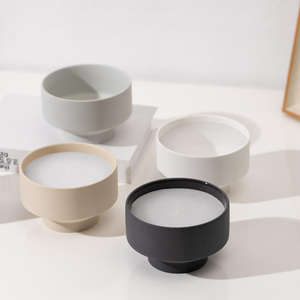 Оптовая продажа, маленькие пустые керамические банки для свечей, настраиваемый матовый черный белый горшок, объемный фарфор для ароматического диффузора - Product Image 2