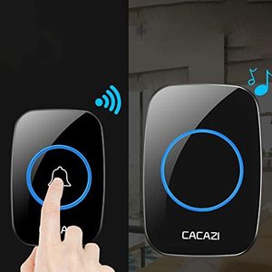 Sonnette de <span class=keywords><strong>porte</strong></span> sans fil LED étanche A10 avec prise EU, portée de 300 m, sonnette intelligente avec batterie, 1 bouton, 2 récepteurs - Product Image 2