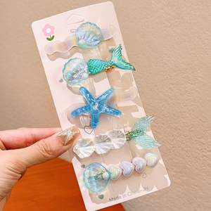 Pince à bec de canard douce coquille accessoire de cheveux pince à frange en plastique perle côté cassé épingle à cheveux perle étoile de mer conception pince à cheveux pour les filles - Product Image 4