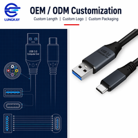 Cable de Extensión USB 3.0 Macho a Hembra LUNGKAY, Cable de Transferencia de Datos USB-A a USB-C para Computadora Multimedia, Carga Rápida