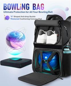 <b>Bowling</b> Ball Bag Pack Single <b>Bowling</b> Backpack with Shoe Totes Bag up to Size 16 Padded Ball Holder Bag - Product Image 3