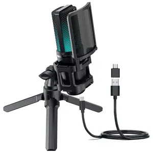 2024 New Cheap OEM ODM ZTD11 PRO Microfone Micrfono RGB Stand USB Condenser Gaming Mic Microphone