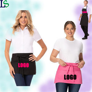 Tablier résistant à l'eau avec logo personnalisé, tablier de serveur de bistrot, tablier de travail pour serveur, tablier de chef unisexe noir rose - Product Image 1