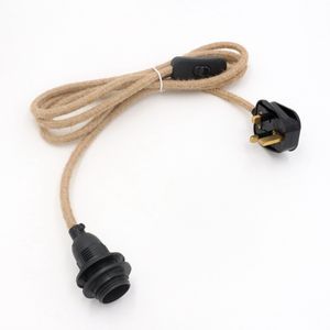 Штекер Великобритании 2-ядерный пеньковый шнур питания с переключателем с держателем лампы, аксессуары для освещения - Product Image 6