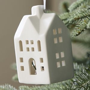 Bulk Cheap White Porcelain LED <strong>House</strong> Ornament <strong>Christmas</strong> Hanging Ceramic Decorations - Product Image 1