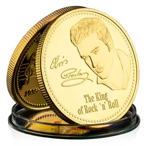 Il cantante degli Stati Uniti Elvis Presley 1935-1977 il re del Rock "N" Roll oro placcato arte regalo moneta commemorativa