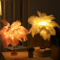 Lampe de table créative en plumes, lampe de chevet pour chambre à coucher, lampe de nuit décorative moderne INS, ambiance chaleureuse