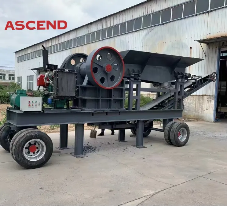 Great Performance Trailer diesel engine jaw Crusher with wheel for crushing granite marble crusher sale to Sudan Kenya market