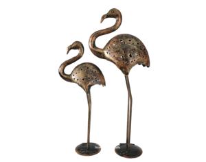 IRON CRAFT Ensemble de 2 statues de canards et grues vintage faites à la main, décoration de bureau intérieure/extérieure pour la maison et le bureau, cadeau de mariage - Product Image 1