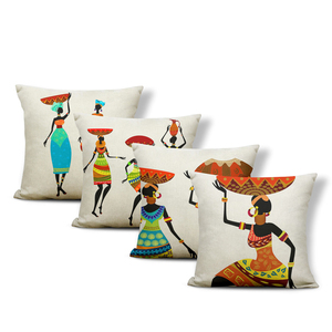 African Indigenous Women Ethnic Style Throw Pillowcase <strong>Without</strong> Core Retro Woman <strong>Cushion</strong> <strong>Cover</strong> - Product Image 1