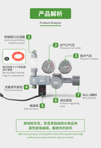 WYIN AQUA Aquarium Dual Gauge <span class=keywords><strong>CO2</strong></span> Reguladores de Pressão Conector Rápido Válvula Solenóide Valor-Redução <span class=keywords><strong>CO2</strong></span> para Aquário - Product Image 3
